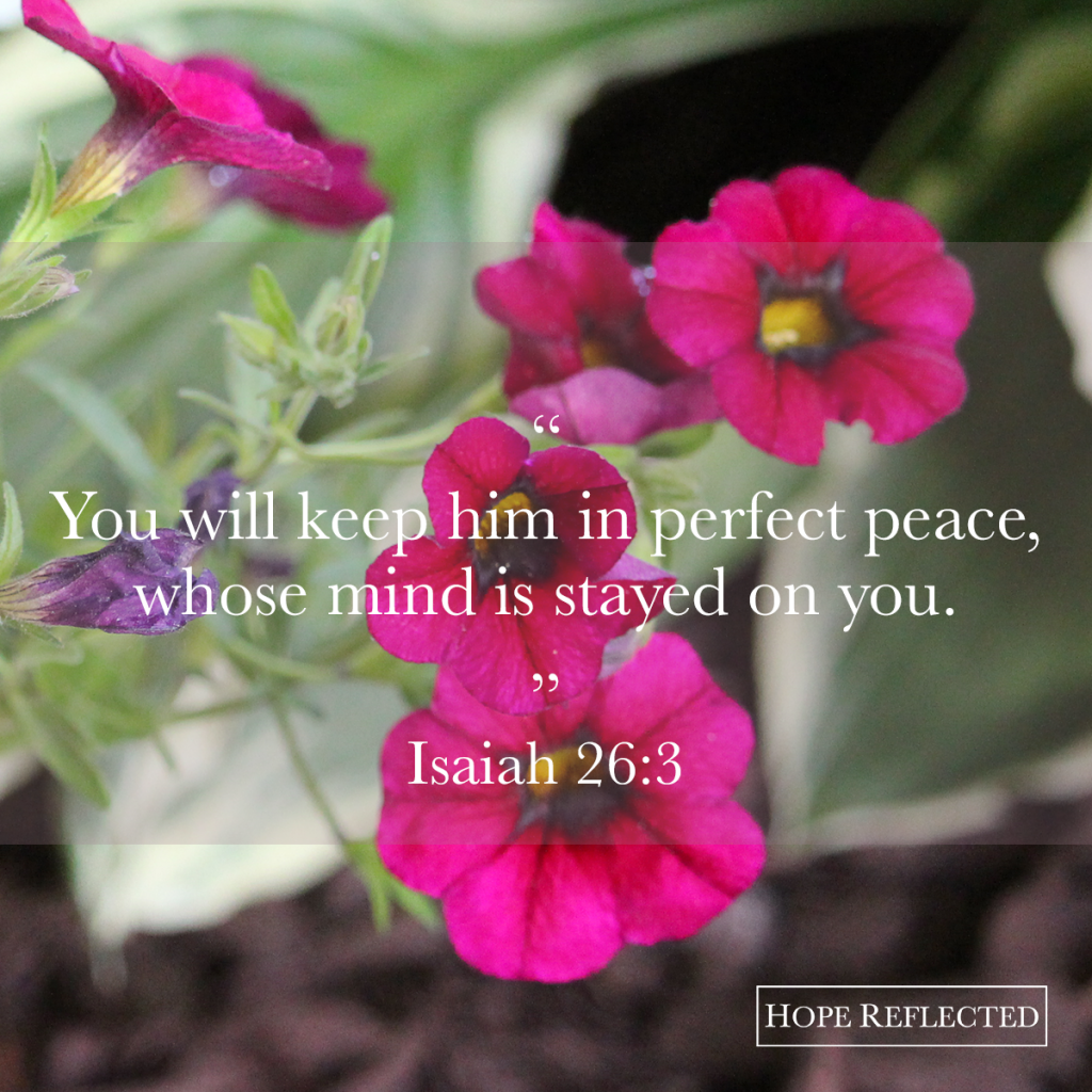 "You will keep him in perfect peace, whose mind is stayed on thee." Isaiah 26:3 Hope Reflected | Focus on God