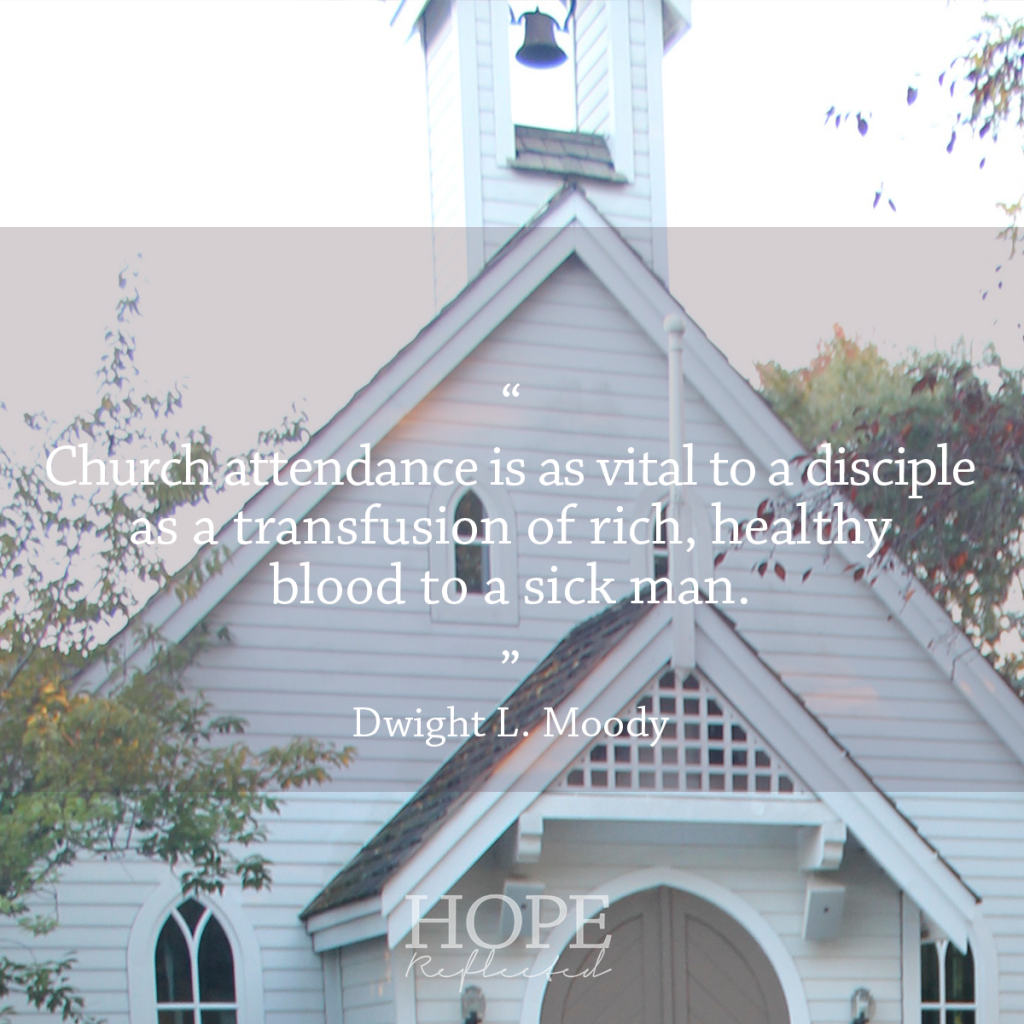 “Church attendance is as vital to a disciple as a transfusion of rich, healthy blood to a sick man.” D.L. Moody | See more at hopereflected.com