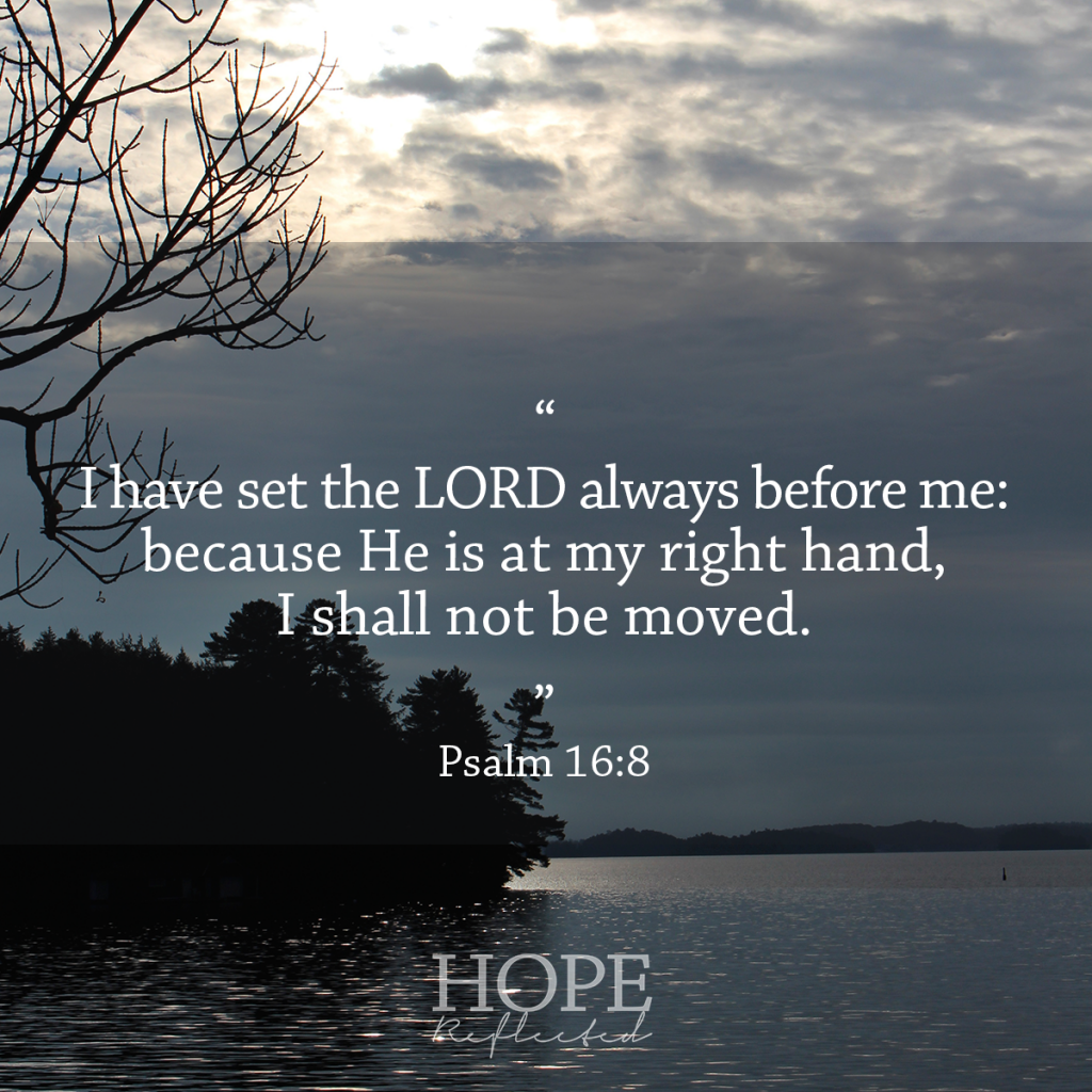 "I have set the LORD always before me; because He is at my right hand, I shall not be moved." Psalm 16:8 | Read more at hopereflected.com