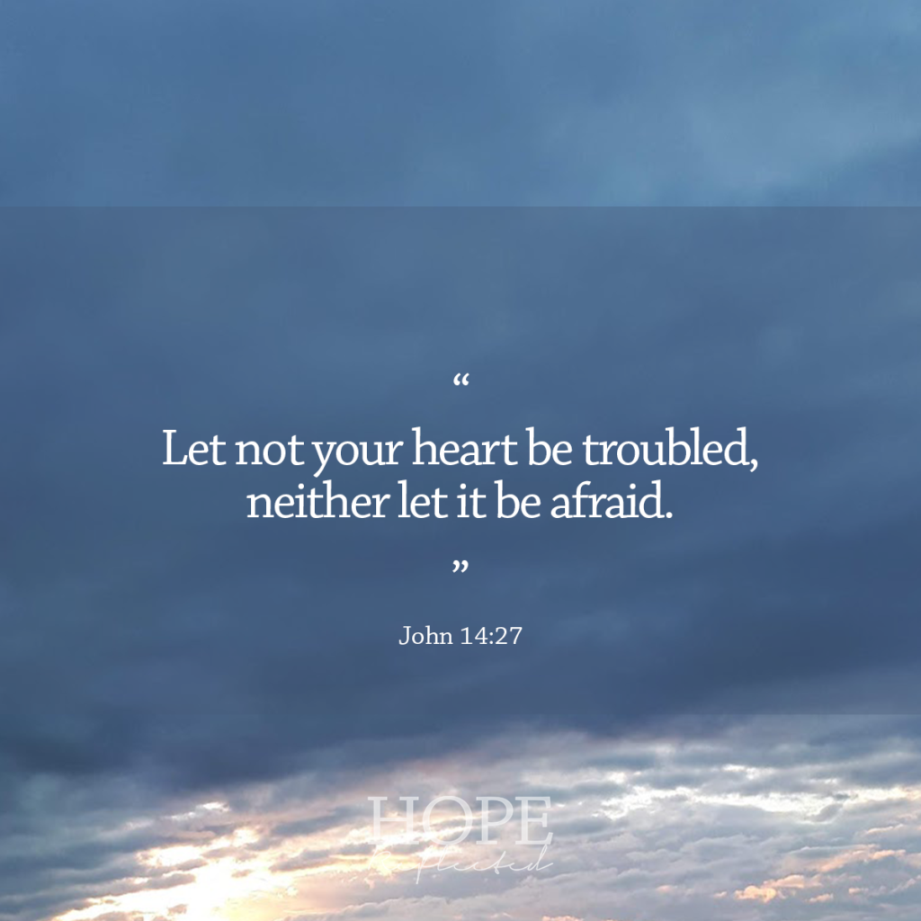 "Let not your heart be trouble, neither let it be afraid." (John 14:27) | Fear not, read more on hopereflected.com