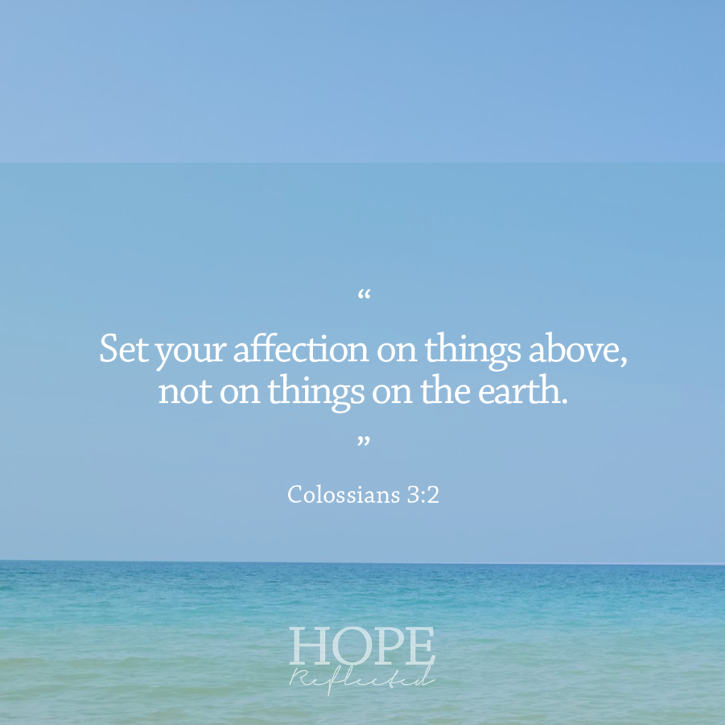 "Set your affection on things above, not on things on the earth." (Colossians 3:2) Read more about focus on hopereflected.com